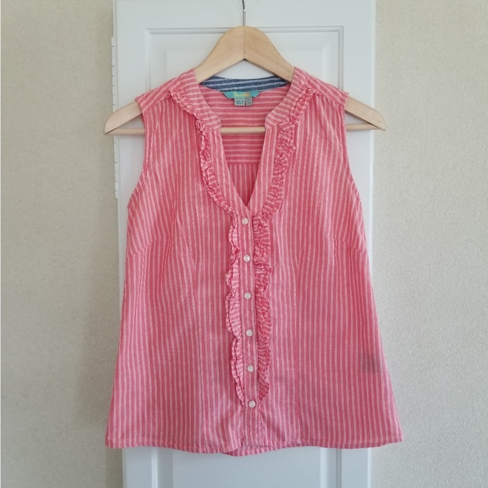 Boden Sleeveless Ruffle Button Down